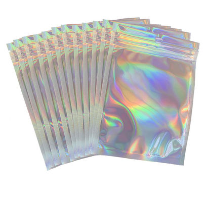 Holographic Ziplock Mylar Pouch , Rainbow Aluminum Vacuum Seal Bags