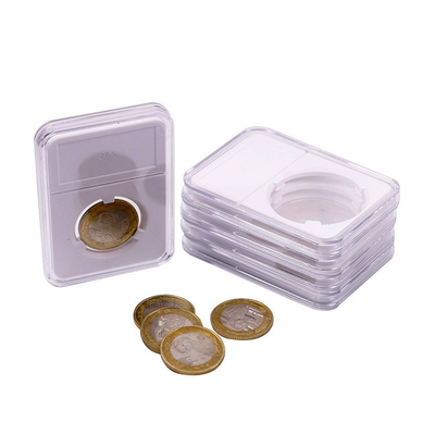 Supporto acrilico duro della moneta, contenitore per esposizione acrilico 35mm della moneta di 30mm